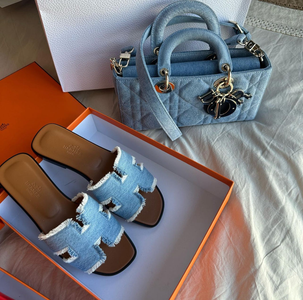 Mules Hermès Oran Denim